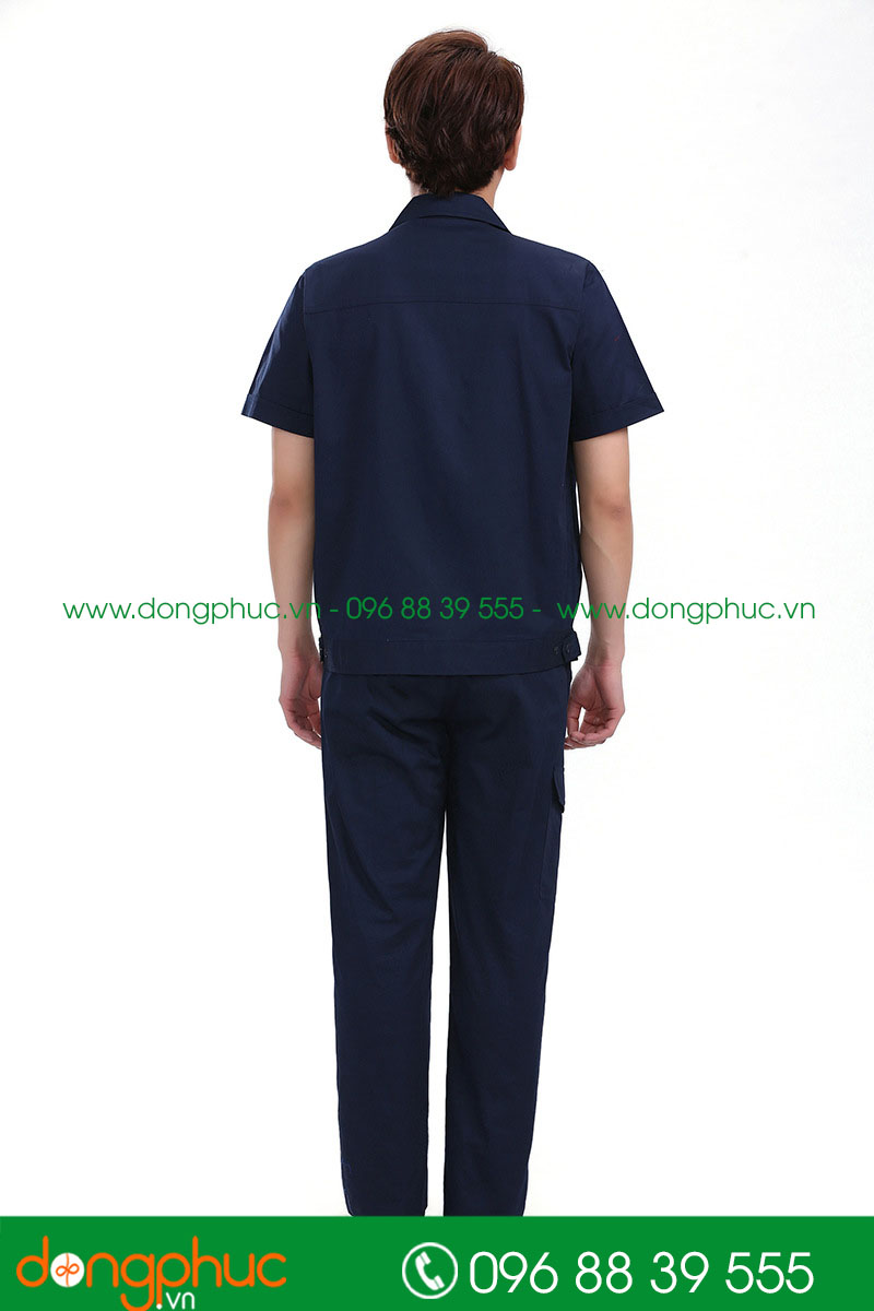 Mẫu áo đồng phục kỹ sư – công nhân màu tím than cộc tay