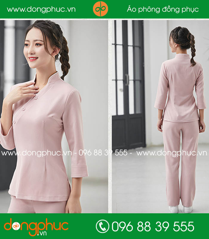 Quần áo đồng phục spa màu hồng nhạt