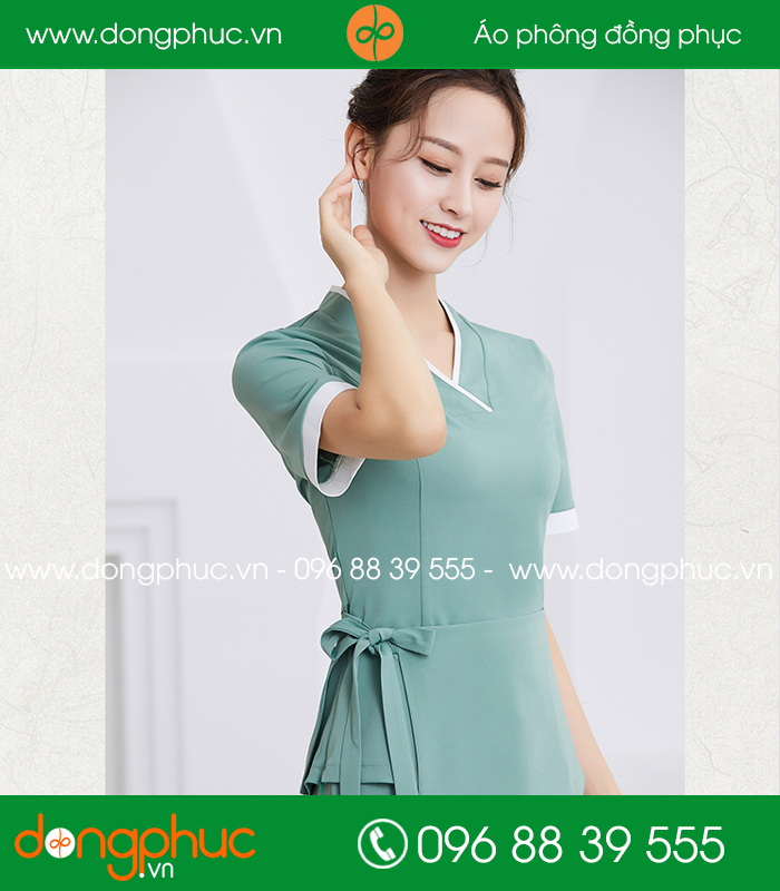 Quần áo đồng phục spa màu ghi đậm - mẫu 2