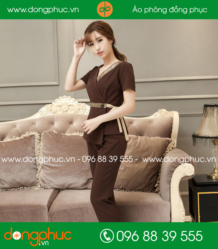 Quần áo đồng phục spa màu nâu