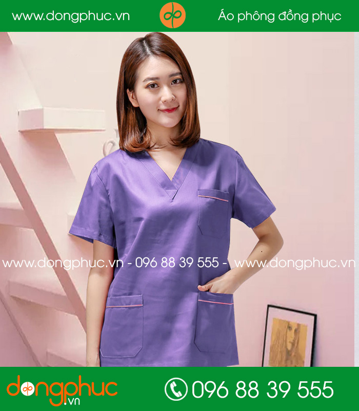 Quần áo đồng phục spa màu tím cà