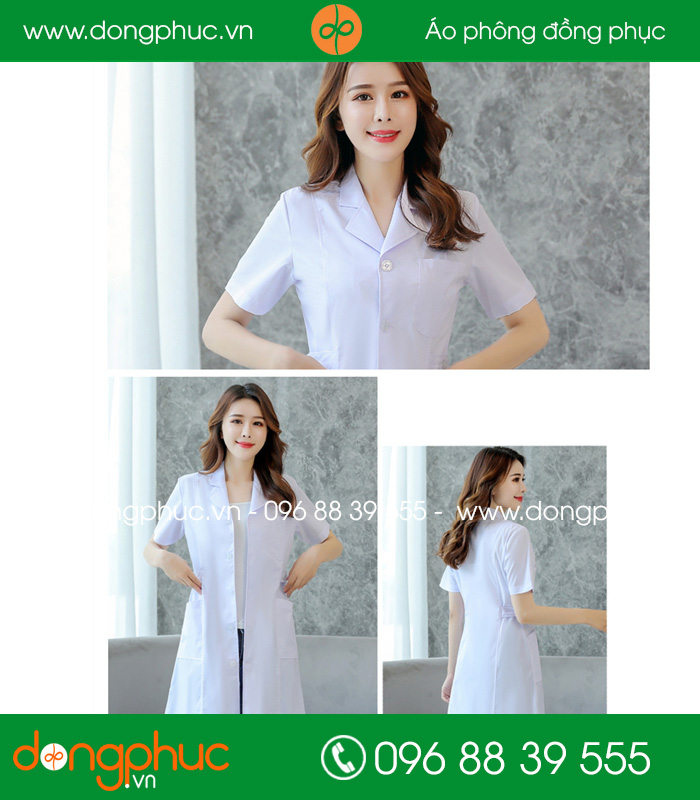 Áo blouse đồng phục y tá – Bác sĩ màu trắng - mẫu 4
