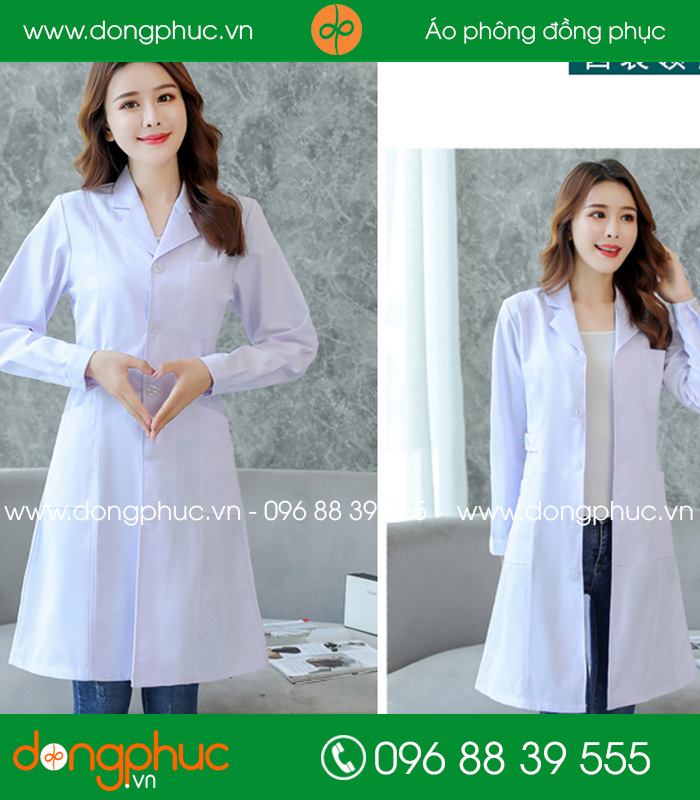 Áo blouse đồng phục y tá – Bác sĩ màu trắng - mẫu 2