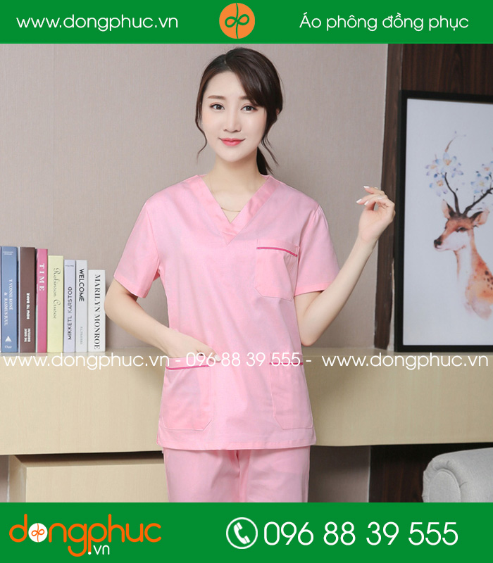 Quần áo đồng phục spa màu hồng phấn