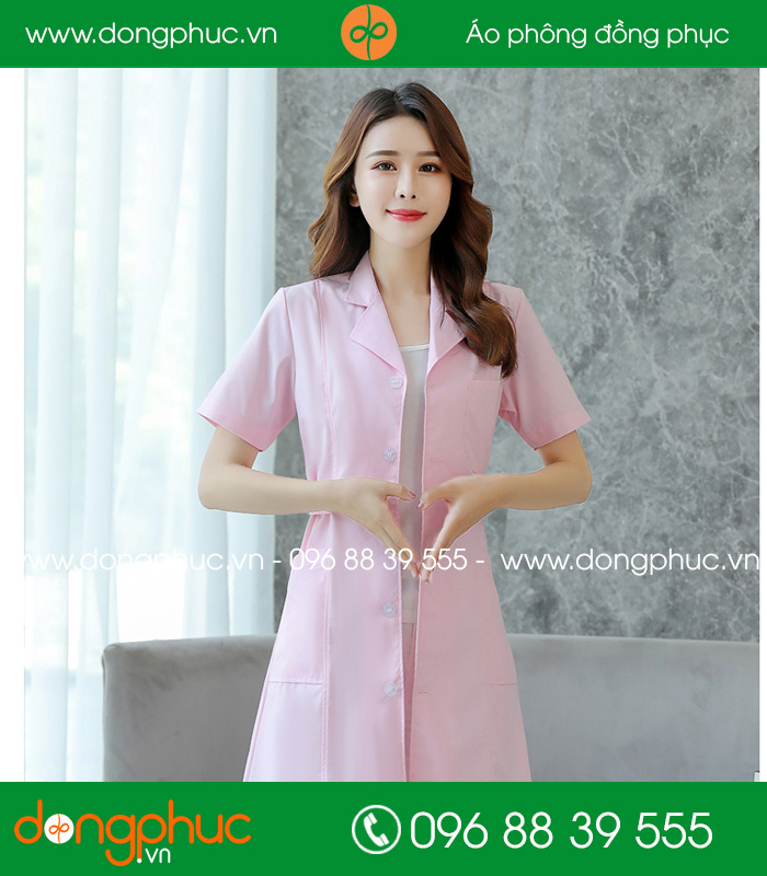 Áo blouse đồng phục y tá – Bác sĩ màu hồng nhạt - mẫu 3