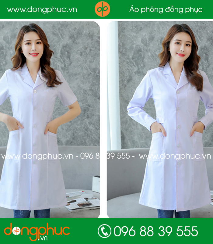 Áo blouse đồng phục y tá – Bác sĩ màu trắng - mẫu 3