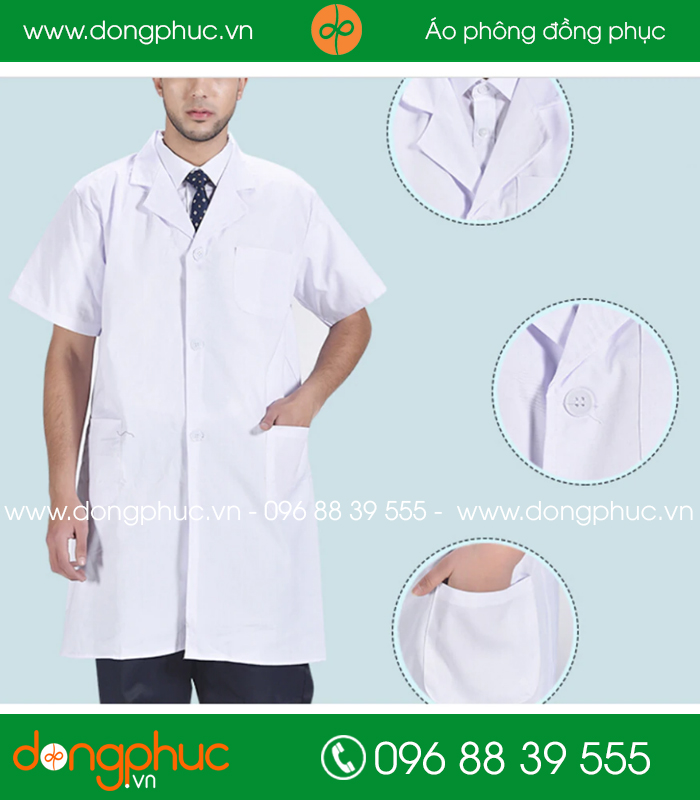 Áo blouse đồng phục y tá – Bác sĩ màu trắng - mẫu 2