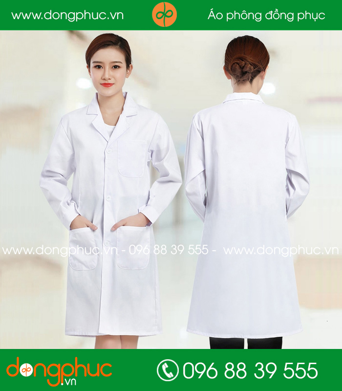 Áo blouse đồng phục y tá – Bác sĩ màu trắng - mẫu 5