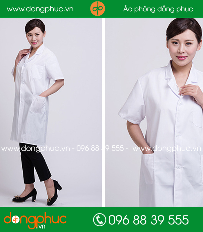 Áo blouse đồng phục y tá – Bác sĩ màu trắng - mẫu 5