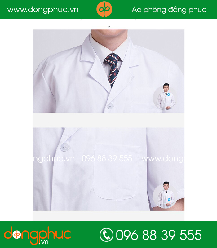 Áo blouse đồng phục y tá – Bác sĩ màu trắng - mẫu 6