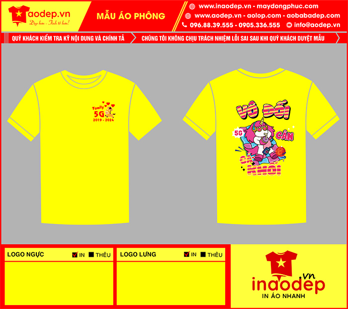 In áo cổ tròn Lớp 5G Family 2019-2024