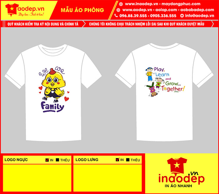 May áo Lớp We are family – Play Learn and Grow Together