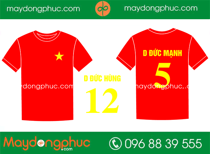 May áo bóng đá cổ tròn màu đỏ