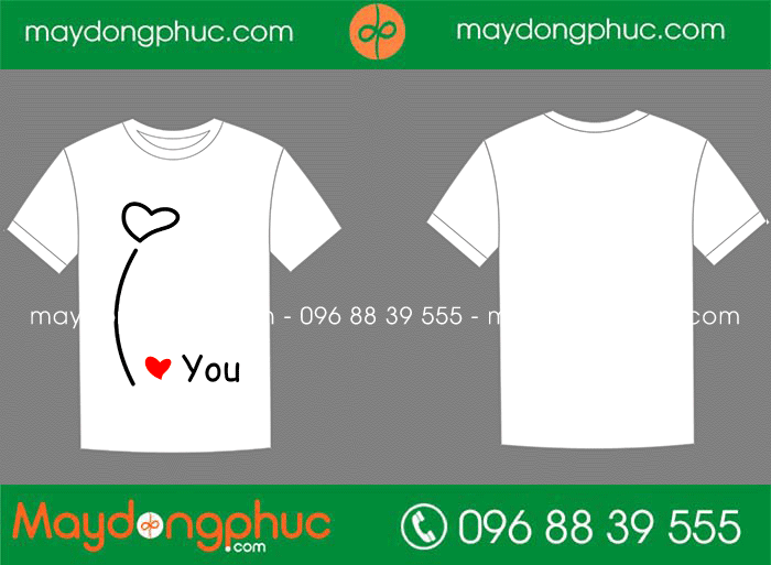 May áo phông cổ tròn I love you
