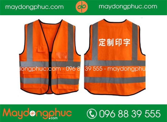 May áo gile màu cam phối xám