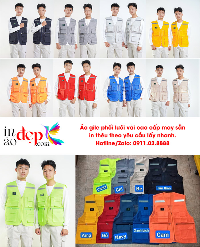May áo gile phối lưới vải cao cấp may sẵn