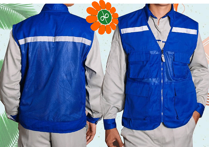 May áo gile màu xanh dương - mẫu 2