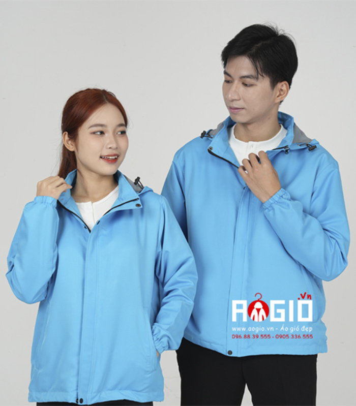 May Áo gió may sẵn màu xanh da trời