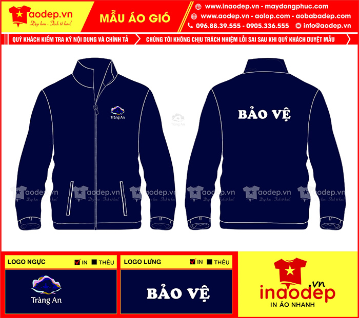 May áo khoác đồng phục Bảo vệ Tràng An - mẫu 2