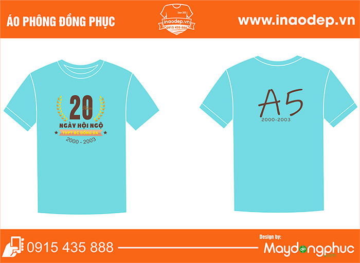 May áo Lớp A5 Trường THPOT BC Đống Đa 20 năm ngày hội ngộ
