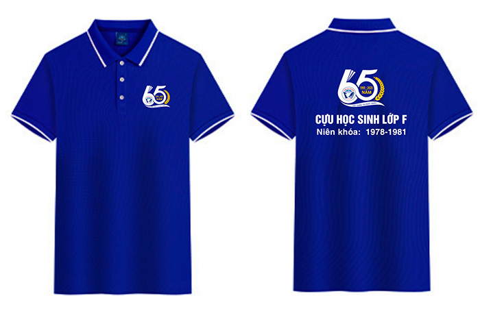 May áo phông Cựu học sinh Lớp F niên khóa 1978-1981 – 65 năm Xây dựng và Phát triển