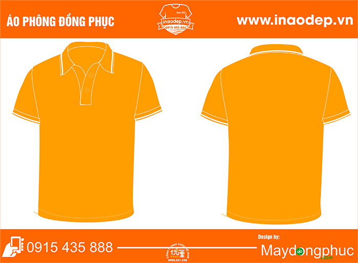 May áo phông cổ bẻ màu cam