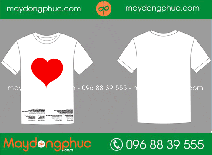 May áo phông cổ tròn hình trái tim