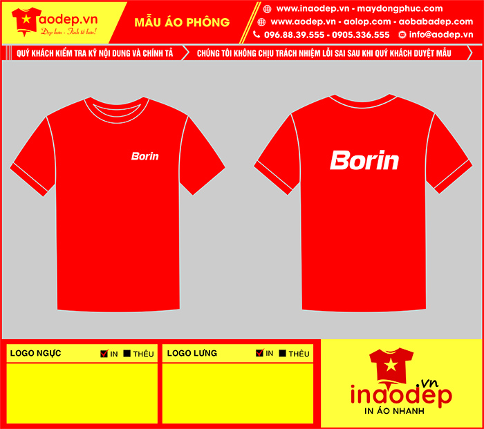 May áo phông cổ tròn màu đỏ Borin