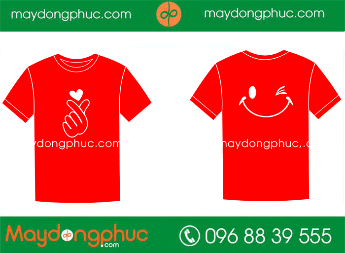 May áo phông cổ tròn màu đỏ