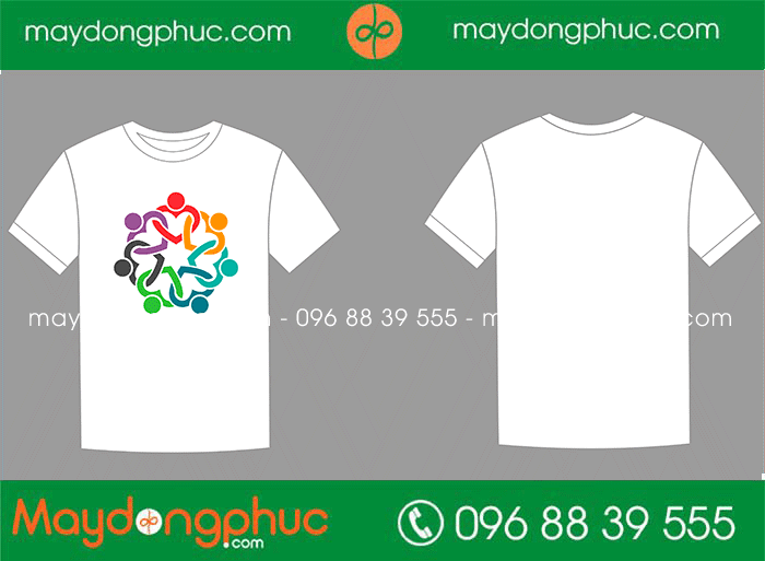 May áo phông cổ tròn màu trắng