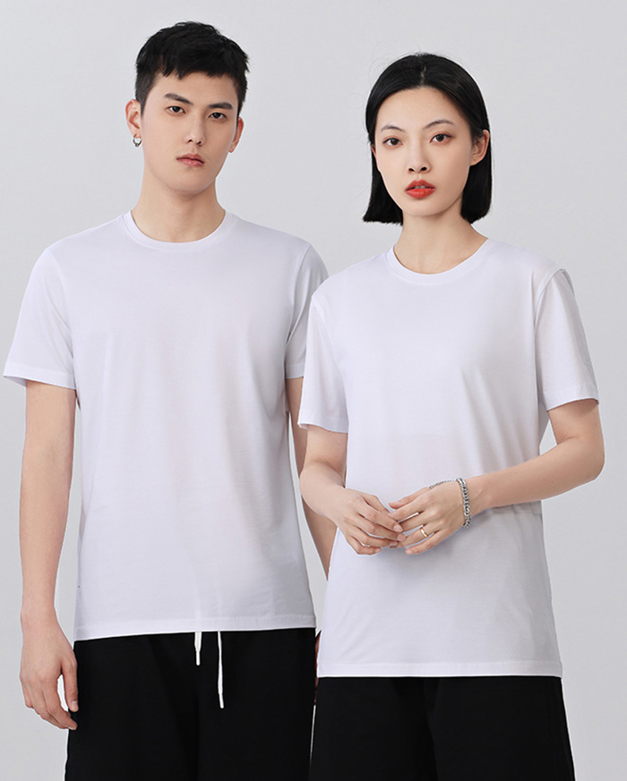 May áo phông cổ tròn màu trắng - mẫu 4