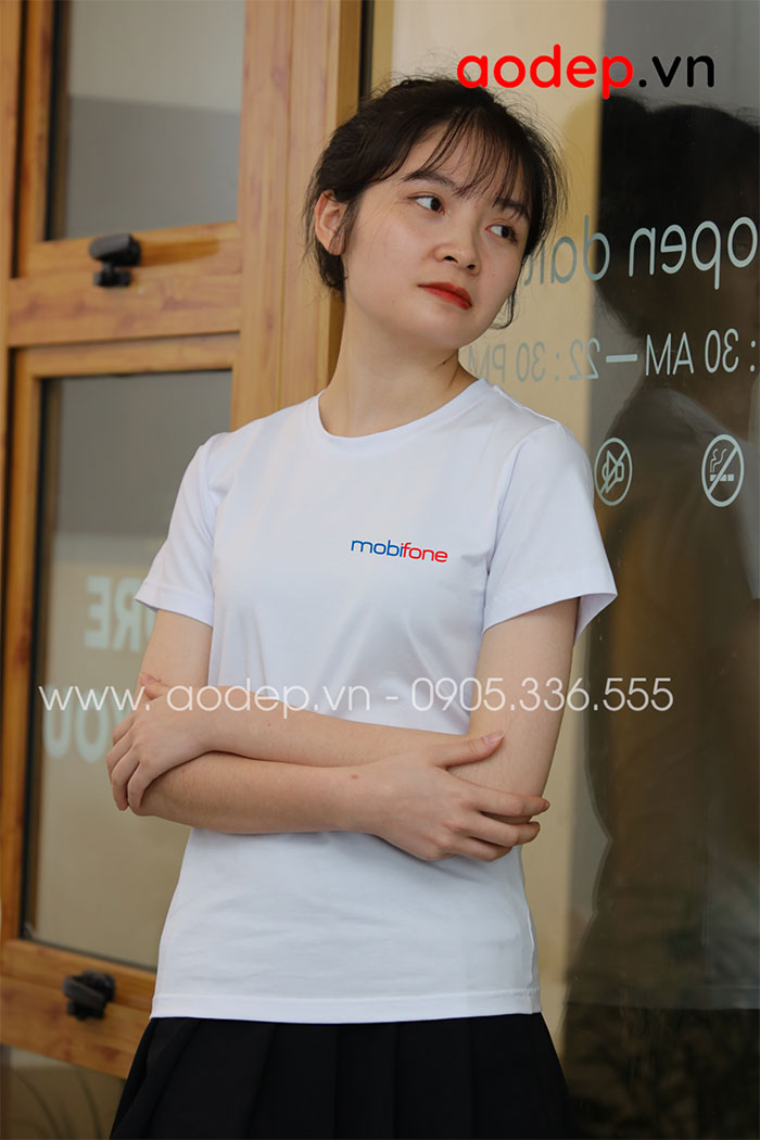 May áo phông đồng phục cổ tròn Công ty Mobifone - mẫu 2
