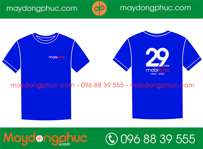 May áo phông đồng phục cổ tròn Công ty Mobifone - mẫu 3