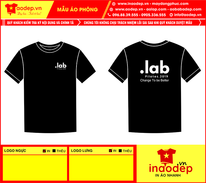 May áo phông đồng phục Lab Pilates.2019