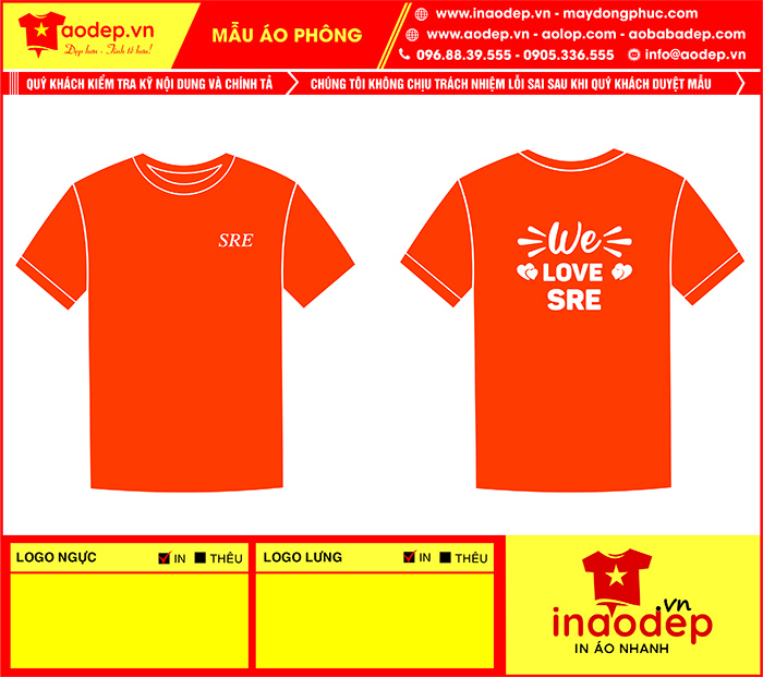 Mayáo phông đồng phục We love SRE
