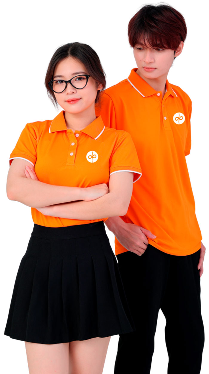 May áo phông đồng phục màu cam