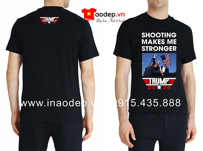 May áo phông đồng phục màu đen Trump 2024