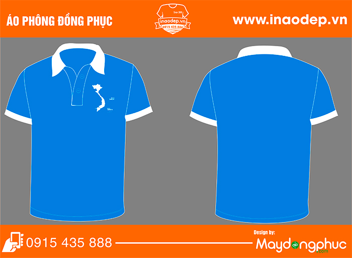 May áo phông đồng phục màu xanh dương Bản đồ Việt Nam