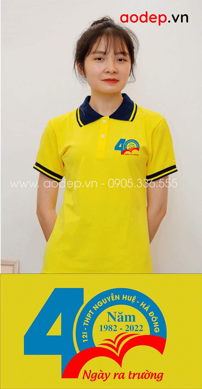 May áo Lớp 12I trường THPT Nguyễn Huệ kỉ niệm 40 năm - mẫu 2