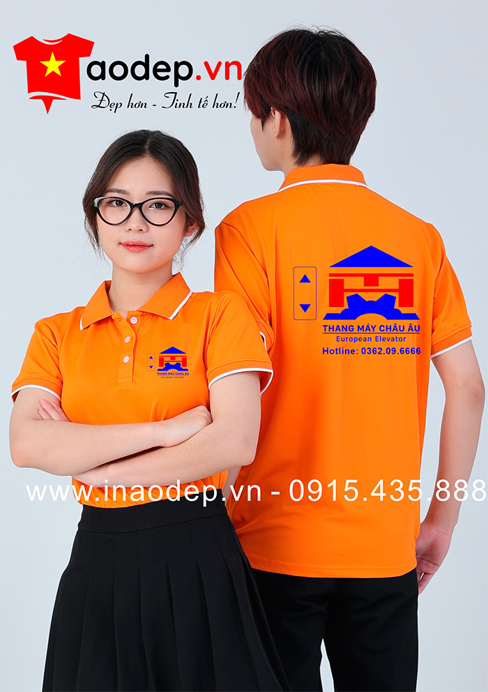 May áo phông màu cam Thang máy Châu Âu