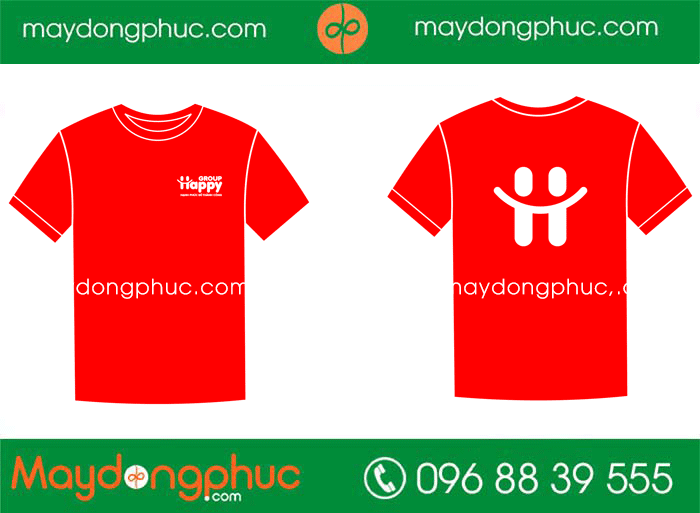 May áo phông màu đỏ Group Happy