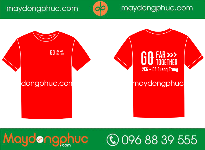 May áo cổ tròn màu đỏ Lớp 2K6-D5 Quang Trung