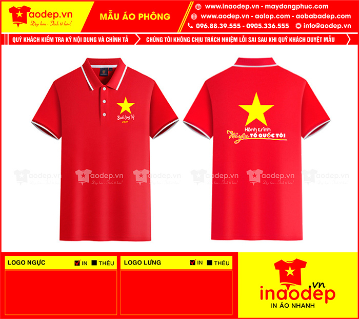 May áo phông màu đỏ sao vàng Hành trình Tôi yêu Tổ quốc tôi - mẫu 2