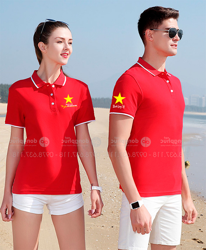 May áo phông màu đỏ sao vàng Hành trình Tôi yêu Tổ quốc tôi