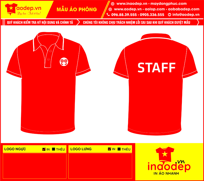 May áo phông màu đỏ Staff