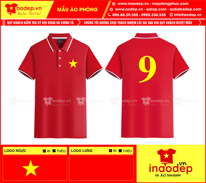 May áo phông màu đỏ áo số 9
