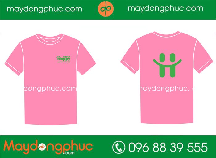 May áo phông màu hồng Group Happy