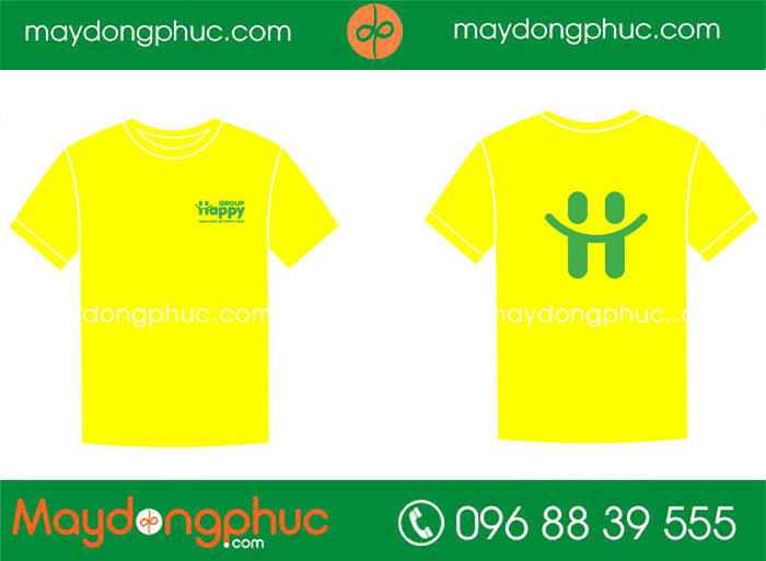 May áo phông màu vàng Group Happy
