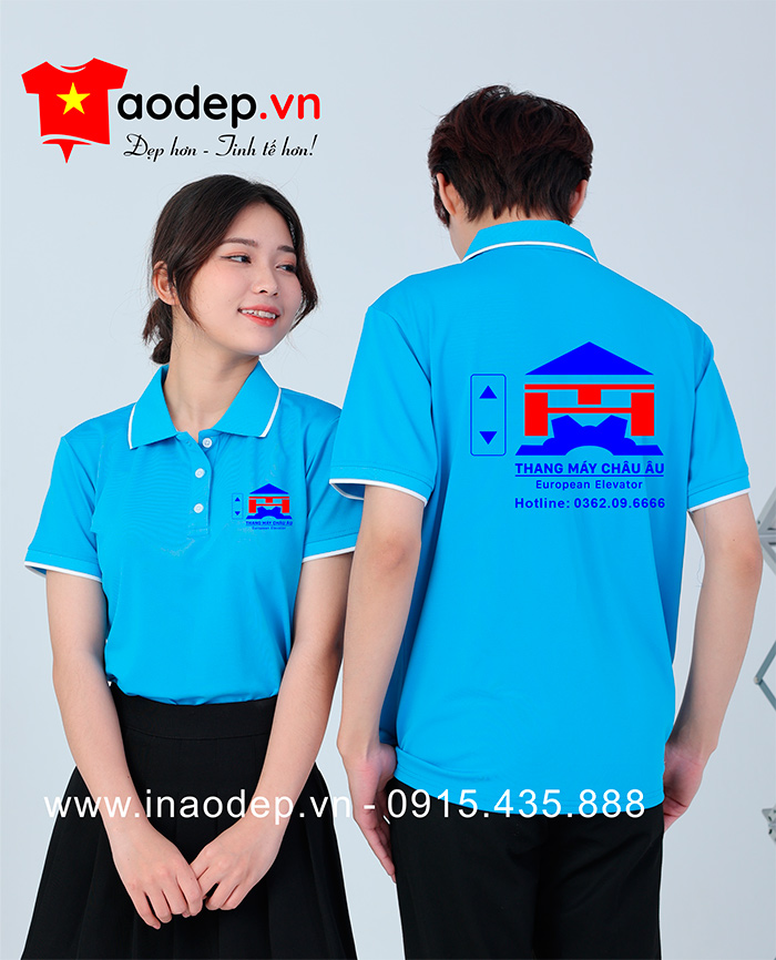 May áo phông màu xanh YA Thang máy Châu Âu