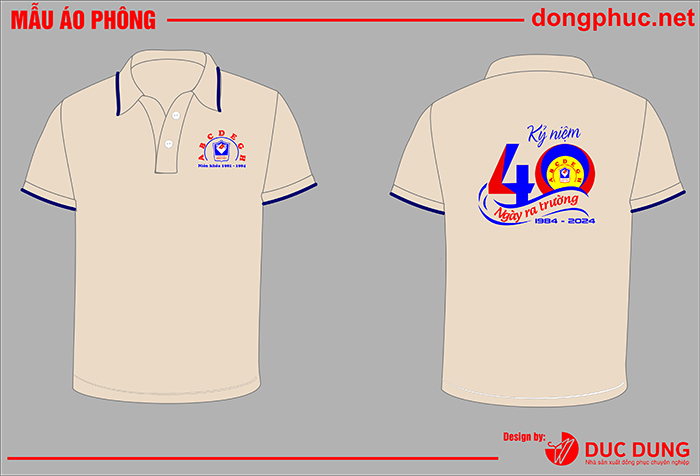 May áo phông Trường THPT Giao Thủy niên khóa 1981-1984 màu be